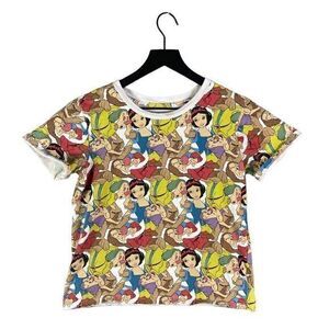 Snow White Disney Crop Top Shirt Cropped Womens Small Seven Dwarves Graphic Cute